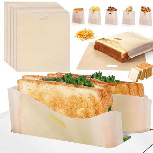 12 Pièces Sac à Toast, Sacs pour Grille-pain, Sacs à Grille-pain Réutilisables Antiadhésifs, Sac à Sandwich Grillé, Sac à Micro-ondes Antiadhésif, Adapté au Pain, Aux Collations, Aux Fruits