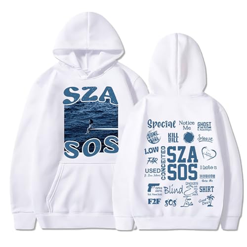 SZA SOS Hoodie blanc sweat de sport thermique vintage en coton coupe ample hommes femmes