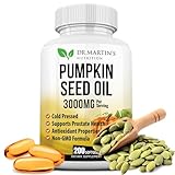 DR. MARTIN'S NUTRITION Pumpkin Seed Oil Cold Pressed | 3000mg Per Serving | 200 Softgels | Dietary Supplement USA FOMRM