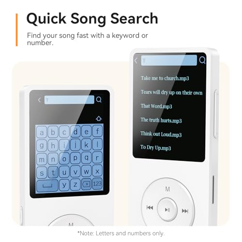 Image of AGPTEK A02 MP3 Player with Bluetooth 5.3, 1.8'' 32GB Portable Music Player | with Speaker, FM Radio, Voice Recorder, Supports Expanded Up to 128GB(White)