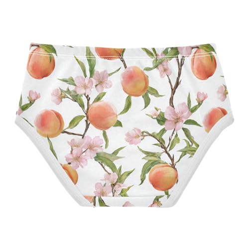 Wusikd Peach Fruit Leaves Girls' Underwear Cotton Girls Briefs Soft Toddler Underwear 2T2