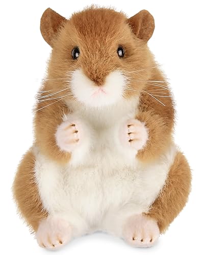 Bearington Cheeks Hamster Toys for Kids - 6' Realistic Toy Hamster Plush with Soft Fur and Lifelike Details - Machine Washable Stuffed Hamsters Plushies for Kids - Cuddly Toy Gift for Animal Lovers