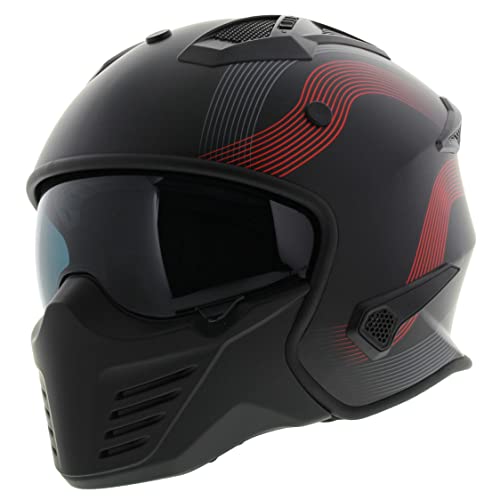 Vito Casco Jet Bruzano mate Negro Rojo