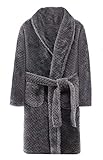 Zegoo Childrens Boys Robe Dressing Gown Plush Snuggle Nightwear Sleepwear Gray 7 8