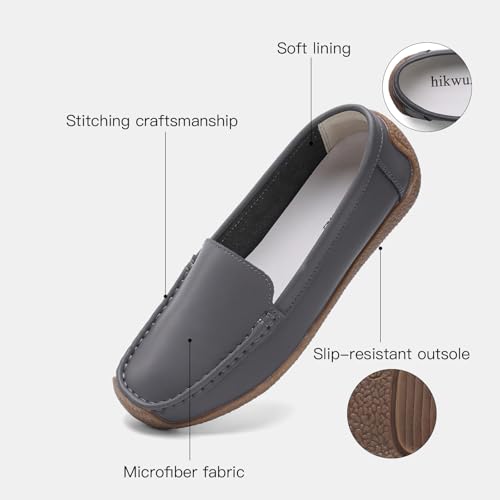 Image of Women's Comfortable & Lightweight Leather Loafers Slip-Ons Driving Walking Mocs Boat Shoes Cute Business Casual Dress Shoes Work Flats for Women