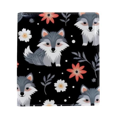 Funda para libros reutilizable Wolves Florals con piel sintética lavable