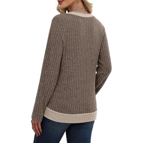 Winter Sweaters for Women V Neck Button Side Warm Ribbed Knit Shirt - image 4