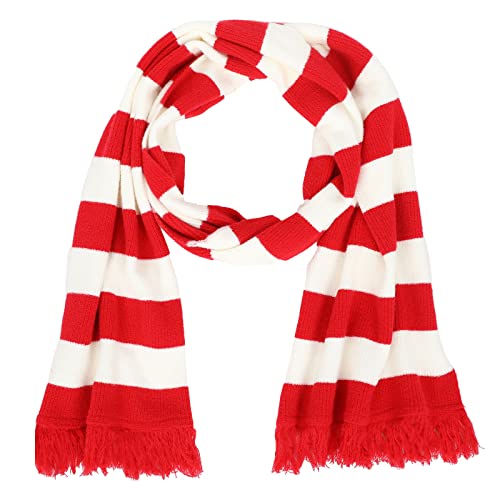 nezababycos 78.6'' Christmas Red White Scarf Striped Knit Candy Cane Scarf Snowman Long Scarves for Women Men Kids Holiday Winter Warm (Striped)2