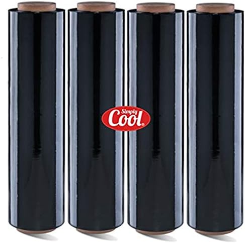 Black Stretch Wrap Industrial Strength Extra Thick 4 Pack 18" 1100 SqFt 80 Gauge (20 Micron) Clear Cling Plastic Pallet Supplies Durable Self-Adhering Packing Moving Heavy Duty Shrink Film Rolls