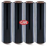 Black Stretch Wrap Industrial Strength Extra Thick 4 Pack 18" 1100 SqFt 80 Gauge (20 Micron) Clear C