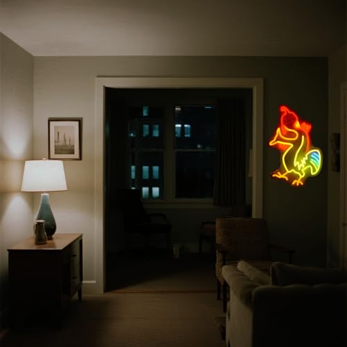 Image of Chicken Neon Signs Vibrant Chicken LED Light Sign Funny Meme Lamp for College Dorm Decor, Outdoor, Bedroom or Home Office Wall Decor Neon LED Gifts