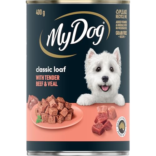 MY DOG Adult Wet Dog Food Beef and Veal, Small/Medium, 400g Can, 24 Pack