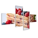 islandburner Cuadro sobre lienzo bayas pastel de crema de indulgencia con frambuesas y arándanos cuadros murales póster