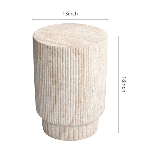 Empire Art Direct Column Travertine Stone Finish Italian Design MgO Side Accent Table, Living Room, Bedroom & Office, 13.3"x13.3"x18.7" by Empire Art Direct - Image 8