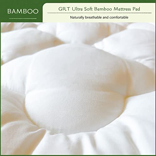 Grt Bamboo Cooling Mattress Pad Cover King Size, Extra Thick Quilted Fitted Mattress Topper With 21 Inches Deep Pocket, Ultra Soft Breathable And Noiseless Mattress Cover #TOP1