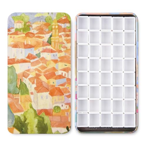 Portable Watercolor Tin Palette, 40 Empty Half Pans with Magnetic Stripe