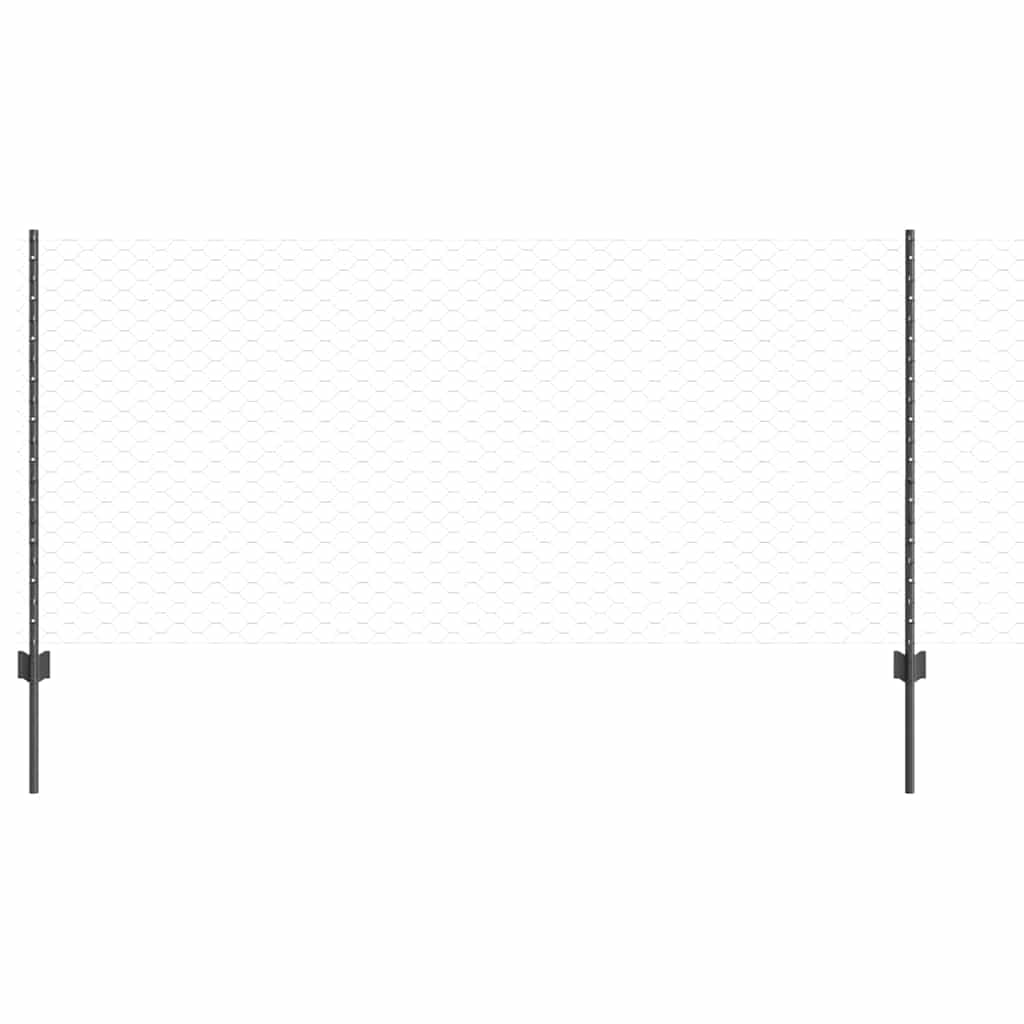 Piquets de clôture 100 cm et grillage hexagonal acier gris de jardin - 8