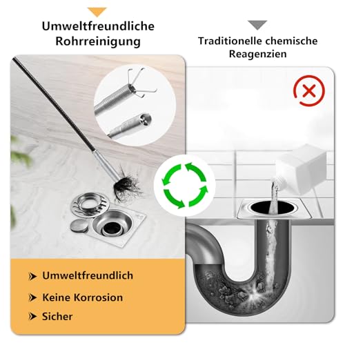 Serpiente Desatascadora Set con Desatascador Flexible Y Cepillo para Limpieza De Desagües Cocina Baño Sin Productos Químicos - imagen 6