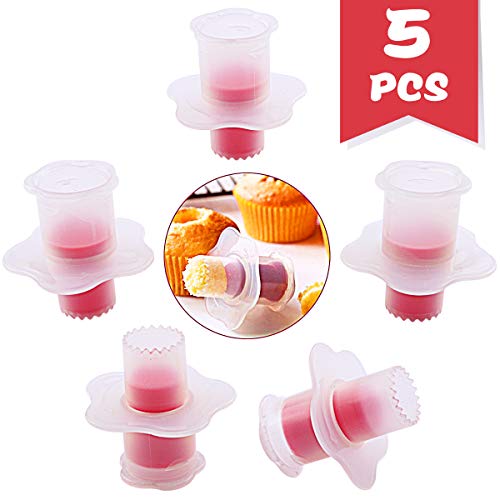 DLOnline 5 pack Cupcake Plunger Cutter Pastry Corer,Cupcake Corer,Kitchen Cupcake Plunger Cutter Pastry