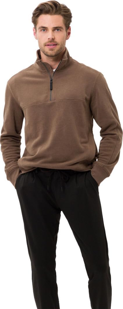 BRAXMen's Style Steve Cotton Liquid Interlock Sweat Troyer in Cleaner Look Sweatshirt