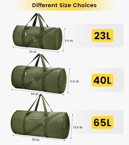 Vorspack Duffel Bag 28 Inches Foldable Lightweight Gym Bag with Inner Pocket for Travel Sports - Green
