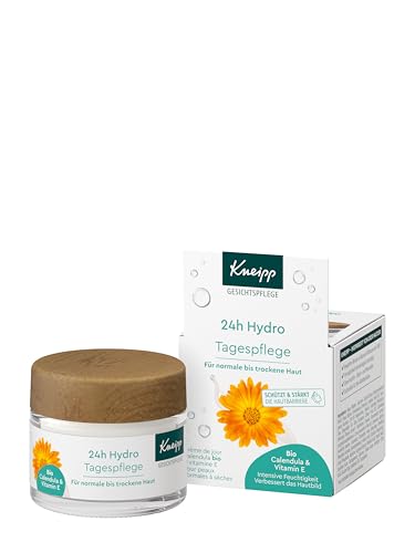 Kneipp 24h Hydro - Crema de día con caléndula orgánica y vitamina E, para piel normal a seca, vegana, 50 ml