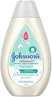 Johnson's Baby CottonTouch Newborn Body Wash & Shampoo, Gentle & Tear-Free, Made with Real Cotton, Gently Washes Away Dirt & Germs, Sulfate- & Paraben-Free for Sensitive Skin, 13.6 Fl Oz