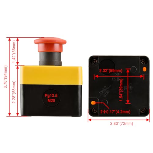 Heschen Red Sign Wetterfester Notausschalter Druckknopfschalter, 660V 10A, mit Box und Schlüssel (1NO1NC)