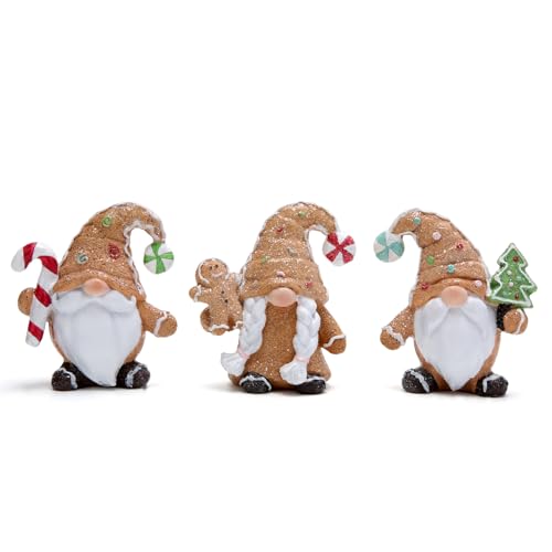 Hodao BY-660007-2 3 Set Of Christmas Gingerbread Man Elf Trio Tomte Swedish Scandinavian Gnomes Figurines Decorations Resin Boy And Girl Figurines cover