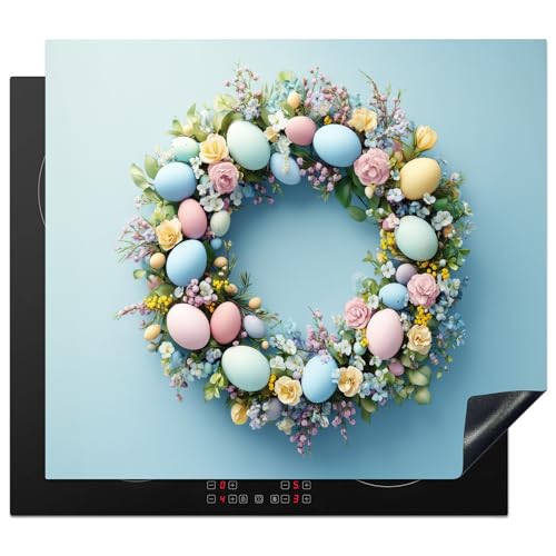 KitchenYeah© Cubre Vitrocerámica - Protector Vitroceramica Induccion 58x51 cm - Tapa Vitroceramica - Protector de Vitroceramica Corona - Huevos - Flores