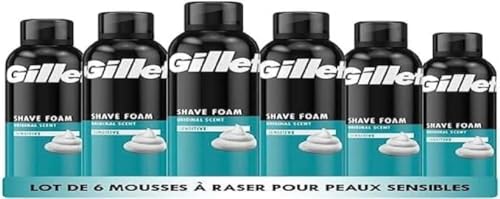 Gillette Classique Mousse À Raser Peaux Sensibles Pour Hommes, Aide À Protéger Contre Les Irritations Du Rasage, Rasage Rapide Et Facile Avec La Formule Gillette...