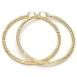 Pendientes de tubo de oro con purpurina de 4 mm de ancho, tamaño pequeño, mediano y grande, extra grande, 40 – 80 mm, oro amarillo de 14 quilates Dorado