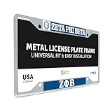 Desert Cactus Zeta Phi Beta Car Accessories Zetas ZPHIB Sorority Metal License Plate Frame and Tag Holder for Front or Rear of Car (Crest LP Frame)