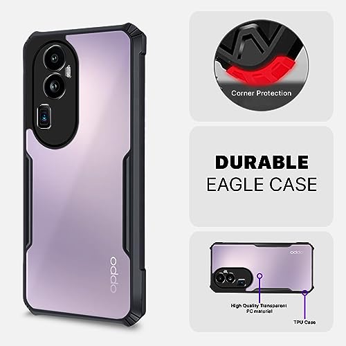 Image of Pikkme Oppo Reno 10 Pro Plus 5G Back Cover | Crystal Clear Transparent Back | Ultra Hybrid | Full Camera Protection | Raised Edge | Bumper Back Case for Oppo Reno 10 Pro Plus 5G (Black)