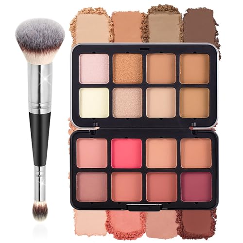 Joyeee Blush Contorno Iluminadores Maquillaje, 16colors Coloretes Contouring en Polvo Paleta de Maquillaje, Multiusos Make Up Palette para Cara Ojos Facail Larga Duración