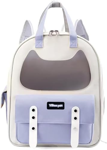 Mochila Dobrável Acolchoada e Respirável para Transporte de Gatos (Azul)