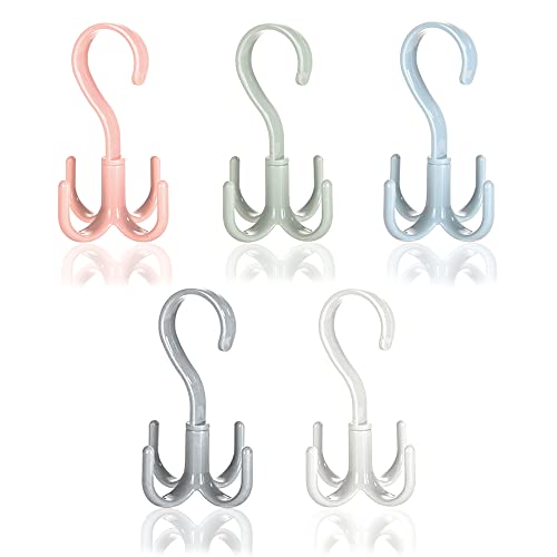 Vasemele 5 Piezas 360 Grados Giratorio Armario Organizado Perchas para Cinturones de Armario 4 Ganchos Percha Cinturones Perchas para Bolsos Percha de Corbata Colgador de Bolsos Gancho Percha Cover