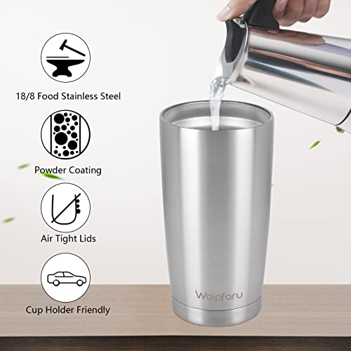 Waipfaru 20 Oz Tumbler, Insulated Tumblers With Lid And Straw, Double Wall Durable Travel Coffee Mug, Stainless Steel Vacuum Tumbler, Splash-Proof Powder Coated Mug For Cold & Hot Drinks (Stainless) #TOP3