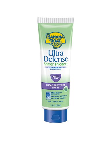 Banana Boat Sunscreen Ultra Defense Sheer Protect Broad Spectrum Sun Care Sunscreen Lotion - SPF 15, 8 Ounce