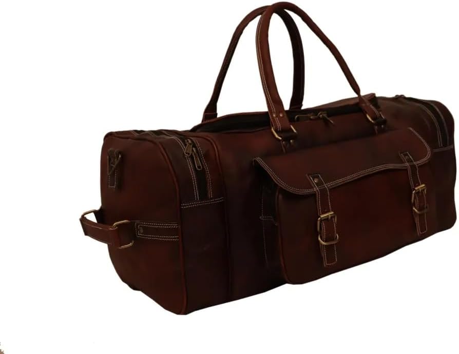 Personalized Travel Duffel Bag Handmade Leather Unisex Overnight Weekender, Men’s Carry-On & Women’s Travel Accessory Bag with Timeless Style (Small)