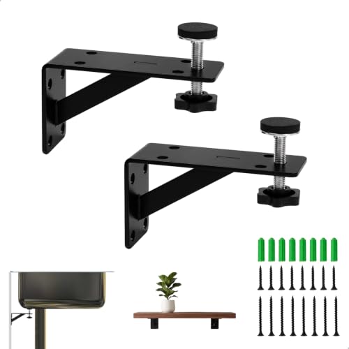letuxaamz 2 Supports d'Évier sous-Plan, Supports Réglables en Acier Inoxydable pour Évier Encastré, Kit d'Installation avec Patins Antidérapants pour Cuisine, Salle de Bain