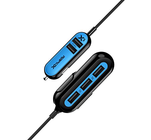 RapidX X5 Car Charger with 5 USB Ports for iPhone and Android Blue - Thumbnail 5