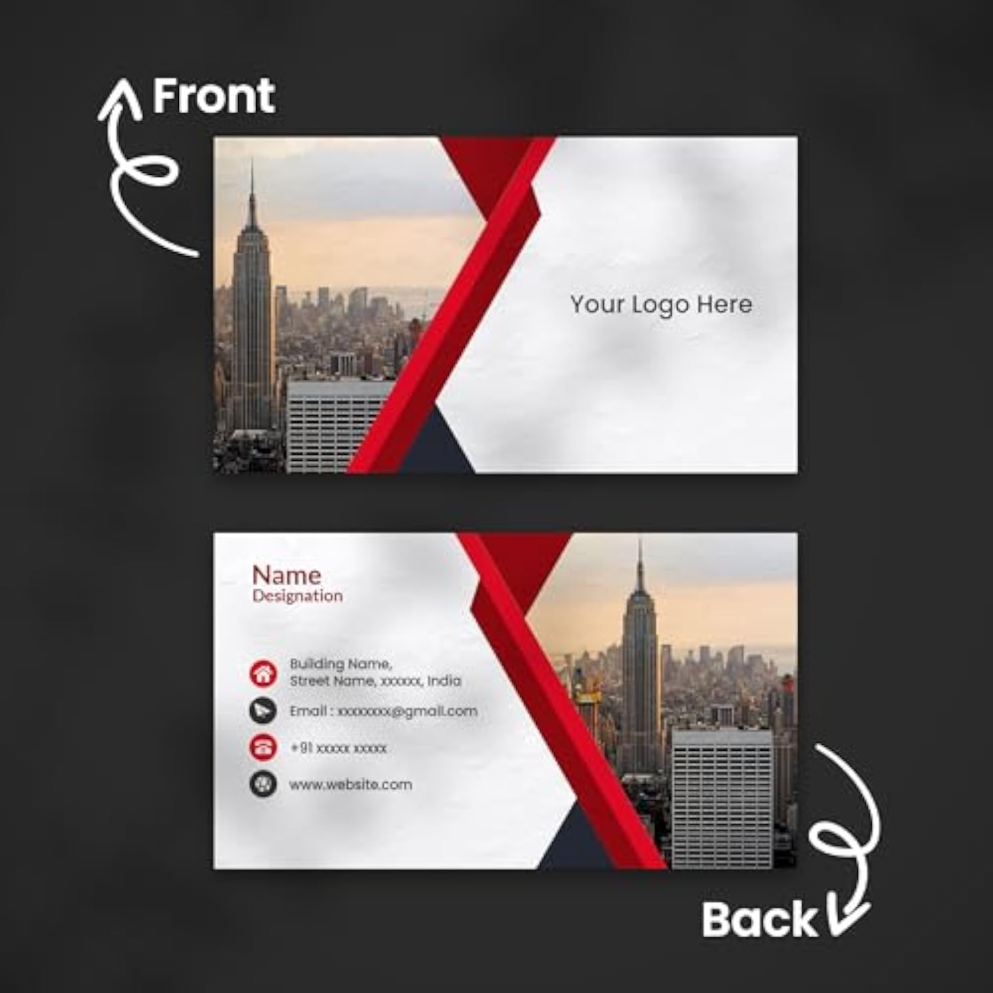 Visiting Cards, 300 GSM, Matt Finish, Two Side Printing (200 Pcs)