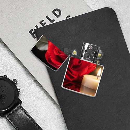 Étui à briquet Candlev rose rouge avec coque métal durable - 8