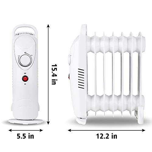 LifePlus Electric Oil Filled Heater, Portable Radiant Space Heater 700W with Adjustable Thermostat, Overheat Protection for Room Indoor Office - Thumbnail 6