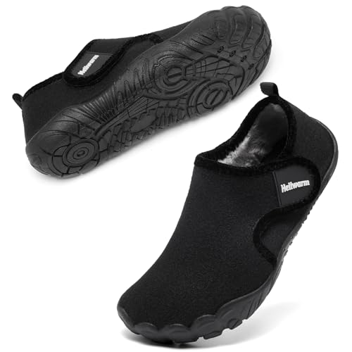 Heiiwarm Kids Winter Cozy House Moccasin Slippers - Comfy Lightweight Bedroom Non-Slip Cotton Fuzzy Soft Sole for Boys and Girls - Black Size 12 by Heiiwarm - Used condition - Image 4