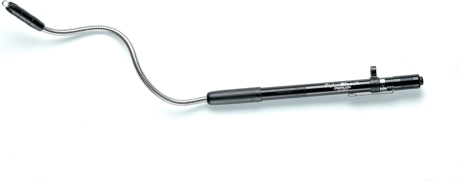 Streamlight 65612 Stylus Reach 11-Lumen White LED Pen Light for Mechanics, Inspectors, and Technicians with Flexible 7-Inch Extension Cable and 3 AAAA Alkaline Batteries, Silver