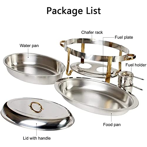 6 Quart akzentuierter ovaler Chafing Dish, Edelstahl-Chafers-Buffetwärmer-Set mit Essenspfanne, Brennstoffhaltern und Deckel für Bankette und Partys – Bild 7