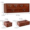 Apothecary Drawers Wooden Storage Box with 6 Drawers Vintage Countertop Wooden Drawers Apothecary Cabinet Library Card Catalog Cabinet (BROWN)