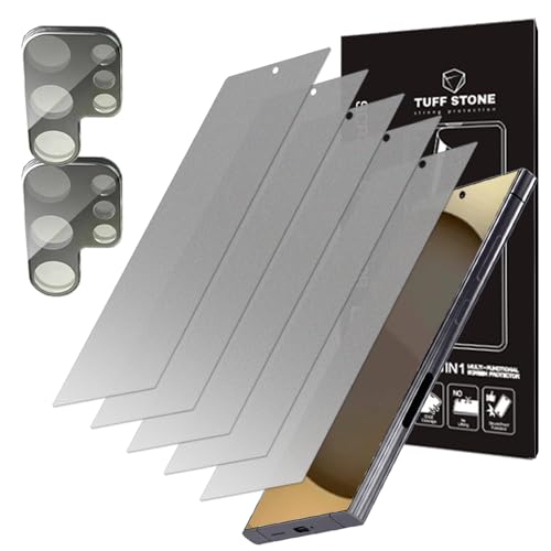 TUFF STONE [5+2 5 Anti-glare(matte) TPU film Screen protector + 2 Lens Protector for Galaxy S26 Ultra 5G 2026 Easy to Install Scratch Resistant [Perfect Fit for 3D edge Screen]